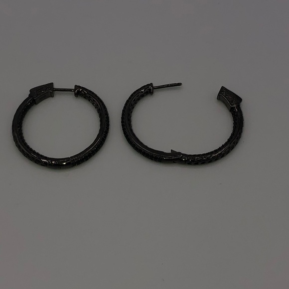 2ct Black Sapphire Hoops - Picture 13 of 14